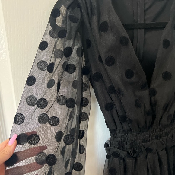 Black Polka Dot Mesh Dress - Picture 3 of 4